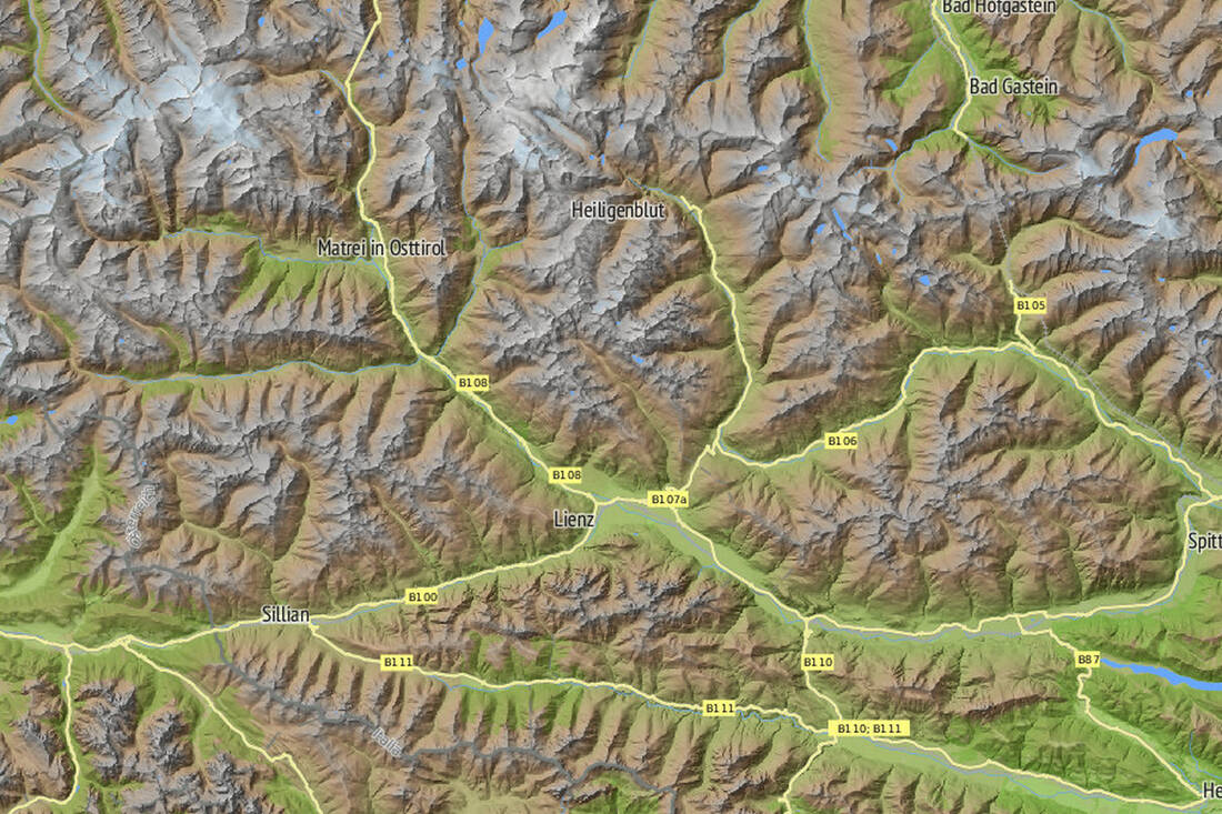 Mappa in rilievo del Tirolo Orientale