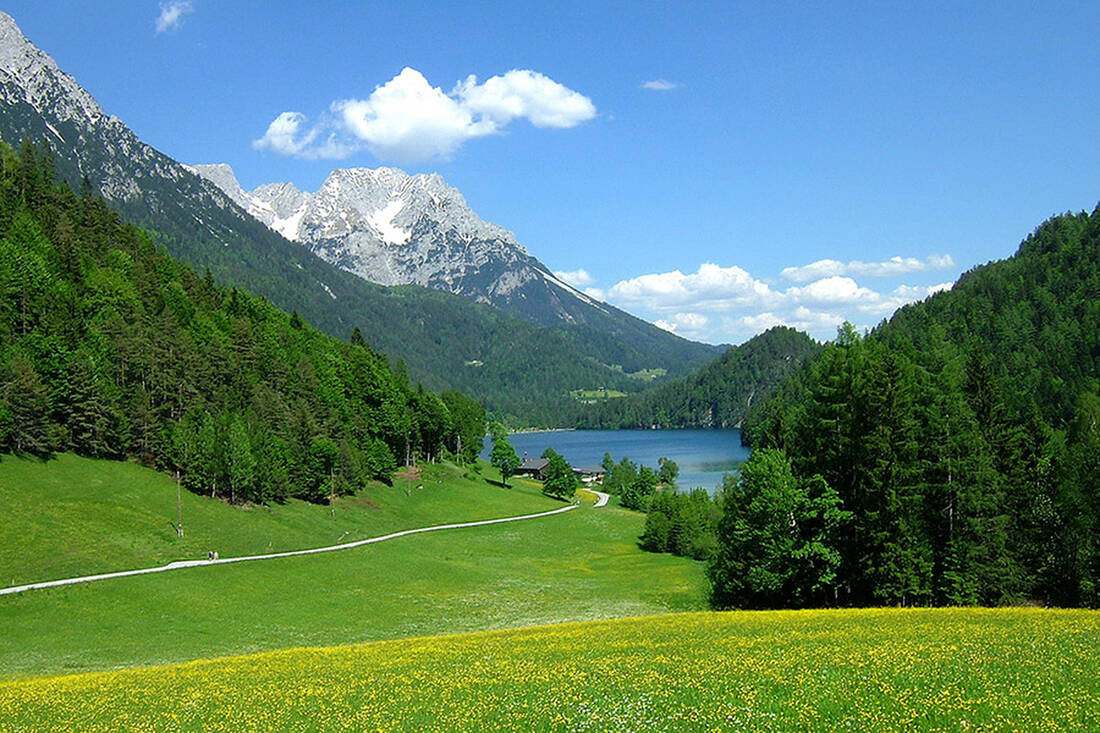 Prato verde davanti al Lago Hintersteiner