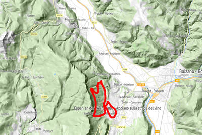Mappa del percorso in mountain bike Eppaner Höhenweg