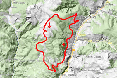 Karte Mountainbiketour von Villanders auf das Rittner Horn